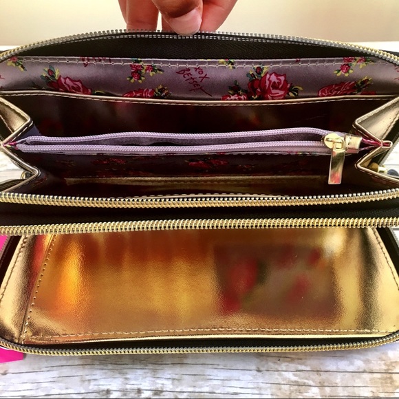 Betsey Johnson Double Zip Wallet Wristlet Clutch - Picture 2 of 7